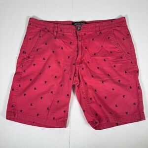 Sunday Work Clothes Chino Shorts Mens 34 Red Sailboat Print Cotton Preppy Casual